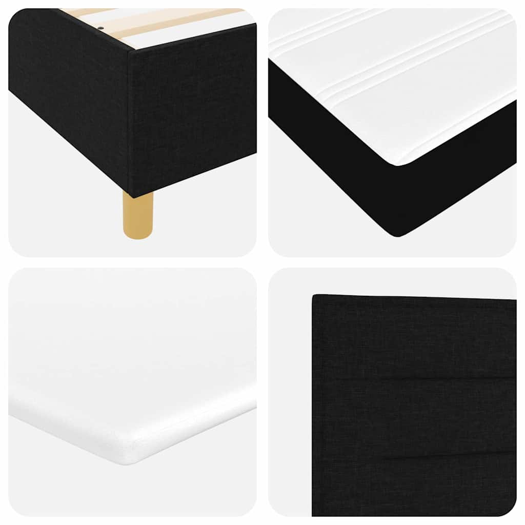 Lit à Ressorts avec matelas Noir 200 x 200 cm tissu