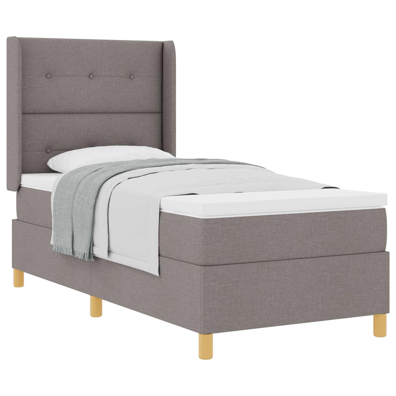 Lit à ressorts avec coussin Taupe 90 x 200 cm tissu - XIOS