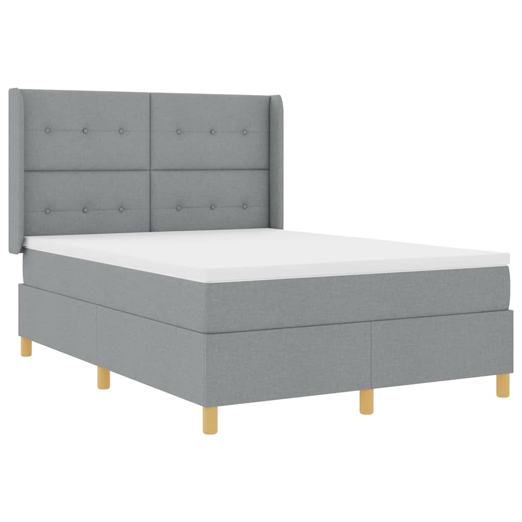 Lit à ressorts avec matelas Gris clair 140 x 190 cm tissu - XIOS