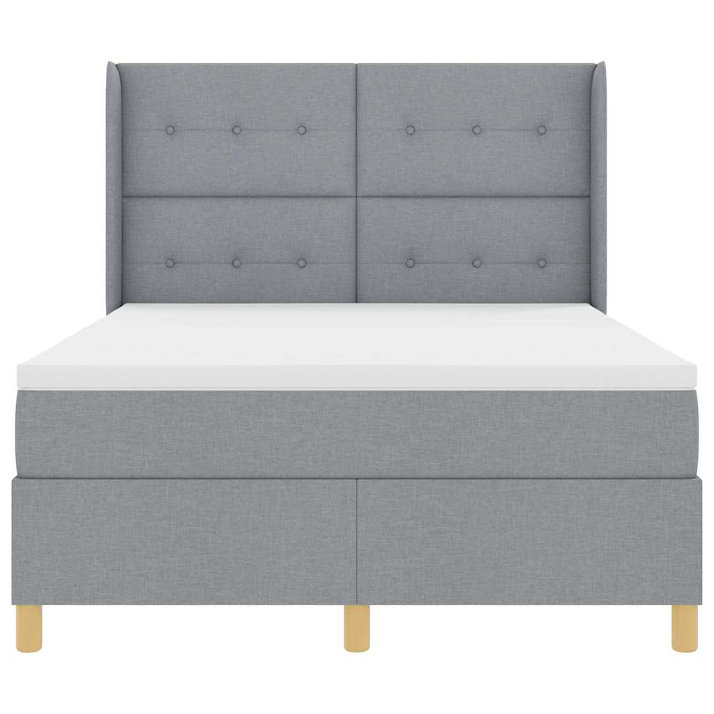 Lit à ressorts avec matelas Gris clair 140 x 190 cm tissu - XIOS