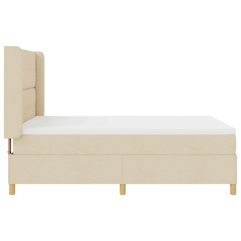 Lit à ressorts avec tête de lit Crème 140 x 190 cm tissu - XIOS
