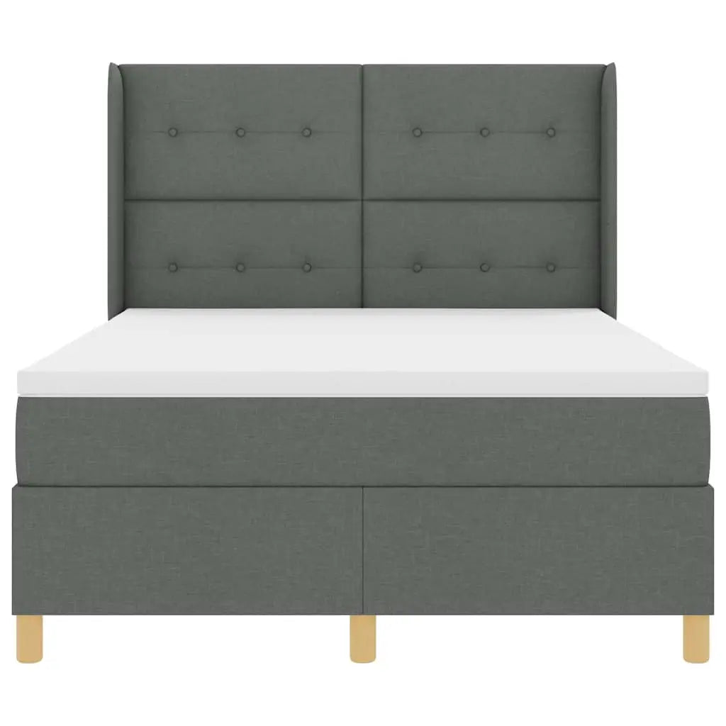 Lit à ressorts avec tête de lit Gris foncé 160 x 200 cm tissu - XIOS