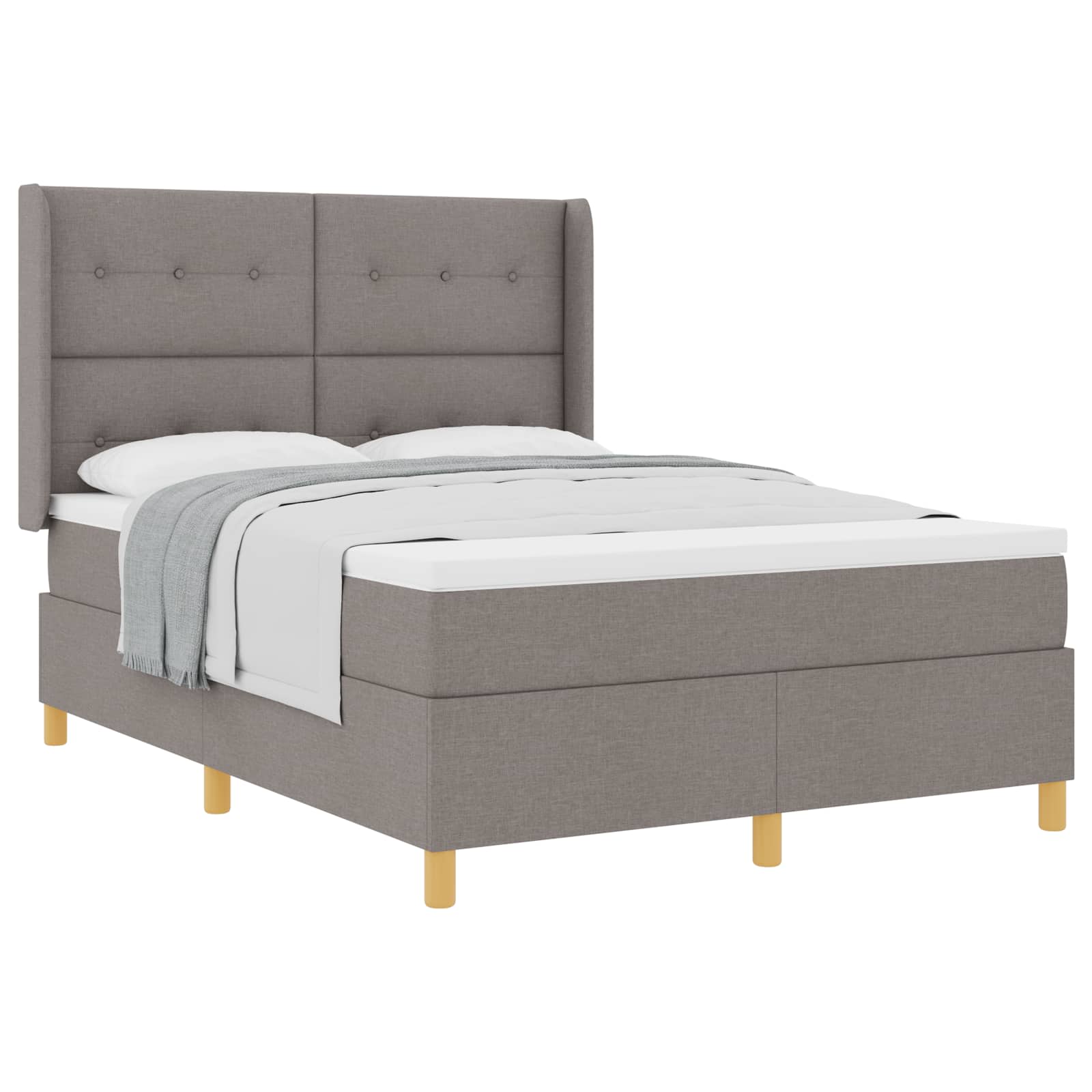 Lit à ressorts avec matelas Taupe 160 x 200 cm tissu - XIOS