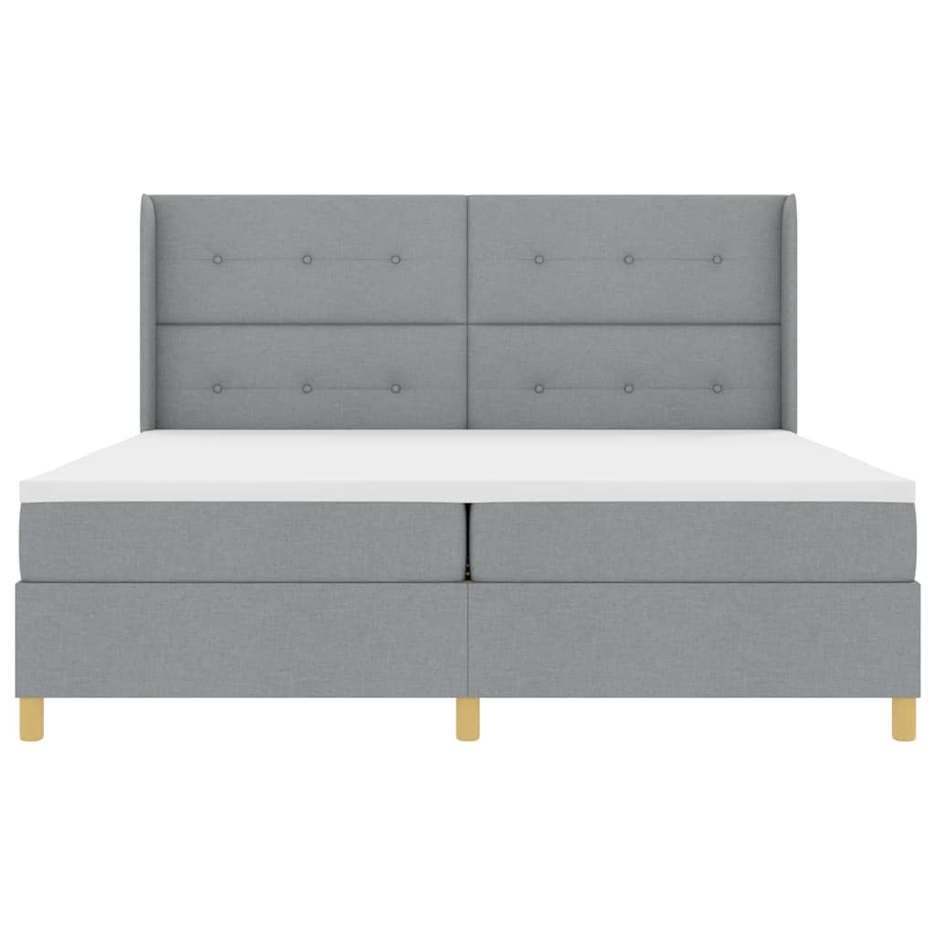 Lit à Ressorts avec matelas Gris clair 200 x 200 cm tissu