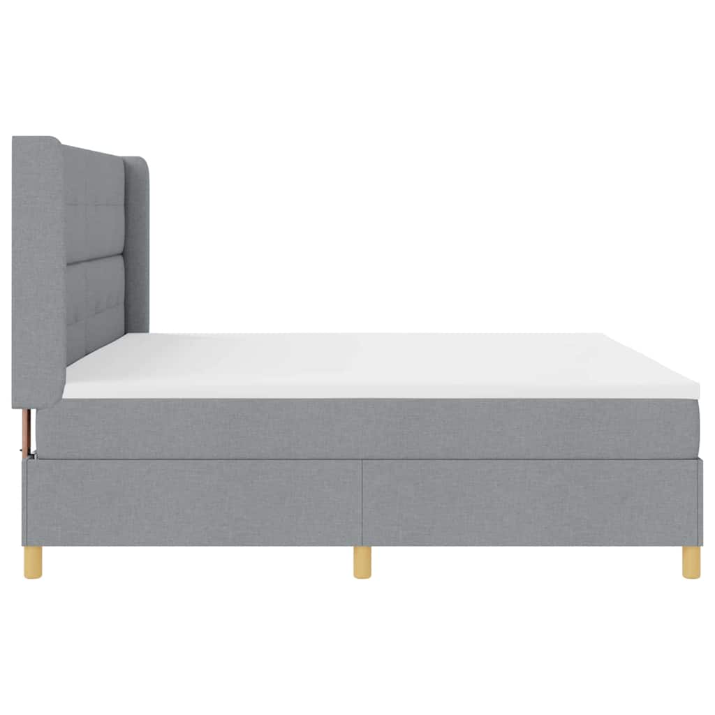 Lit à Ressorts avec matelas Gris clair 200 x 200 cm tissu