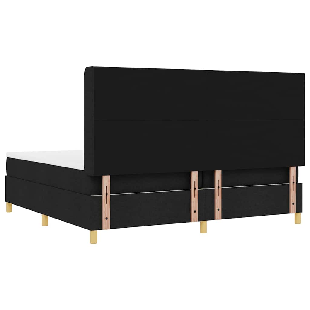 Lit à Ressorts avec matelas Noir 200 x 200 cm tissu - XIOS