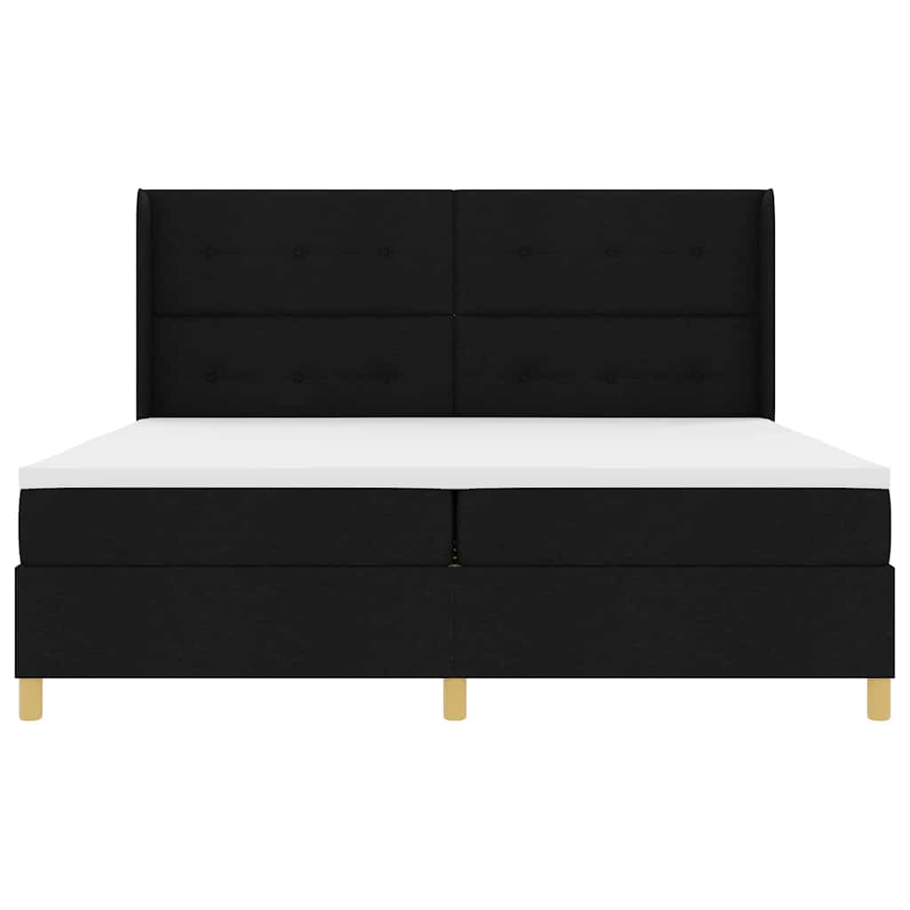 Lit à Ressorts avec matelas Noir 200 x 200 cm tissu - XIOS