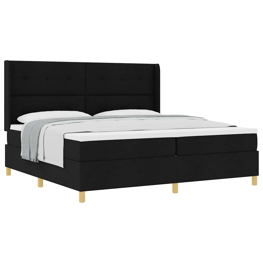 Lit à Ressorts avec matelas Noir 200 x 200 cm tissu - XIOS