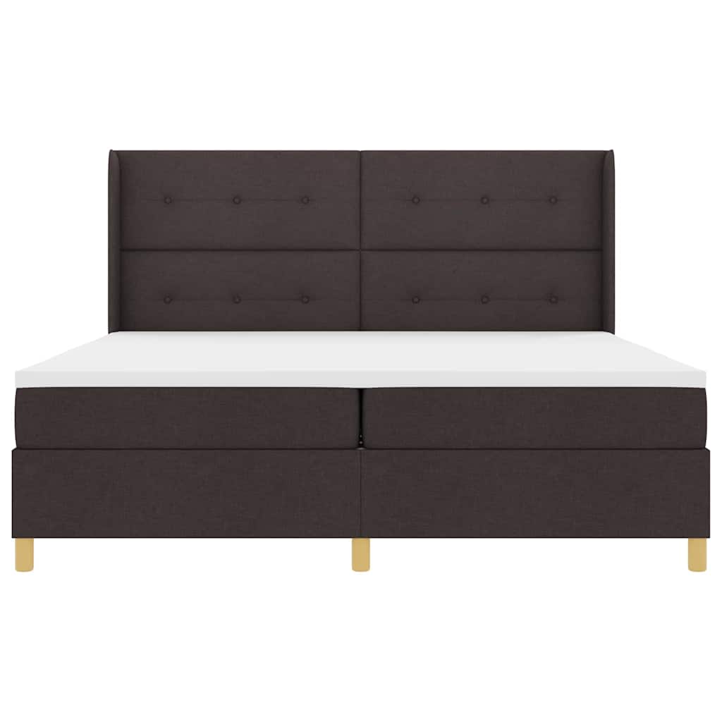 Lit à Ressorts avec matelas Marron foncé 200 x 200 cm tissu - XIOS