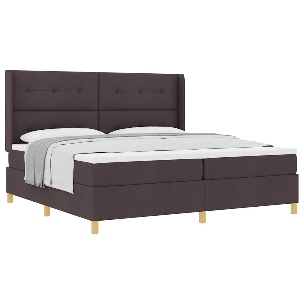 Lit à Ressorts avec matelas Marron foncé 200 x 200 cm tissu - XIOS