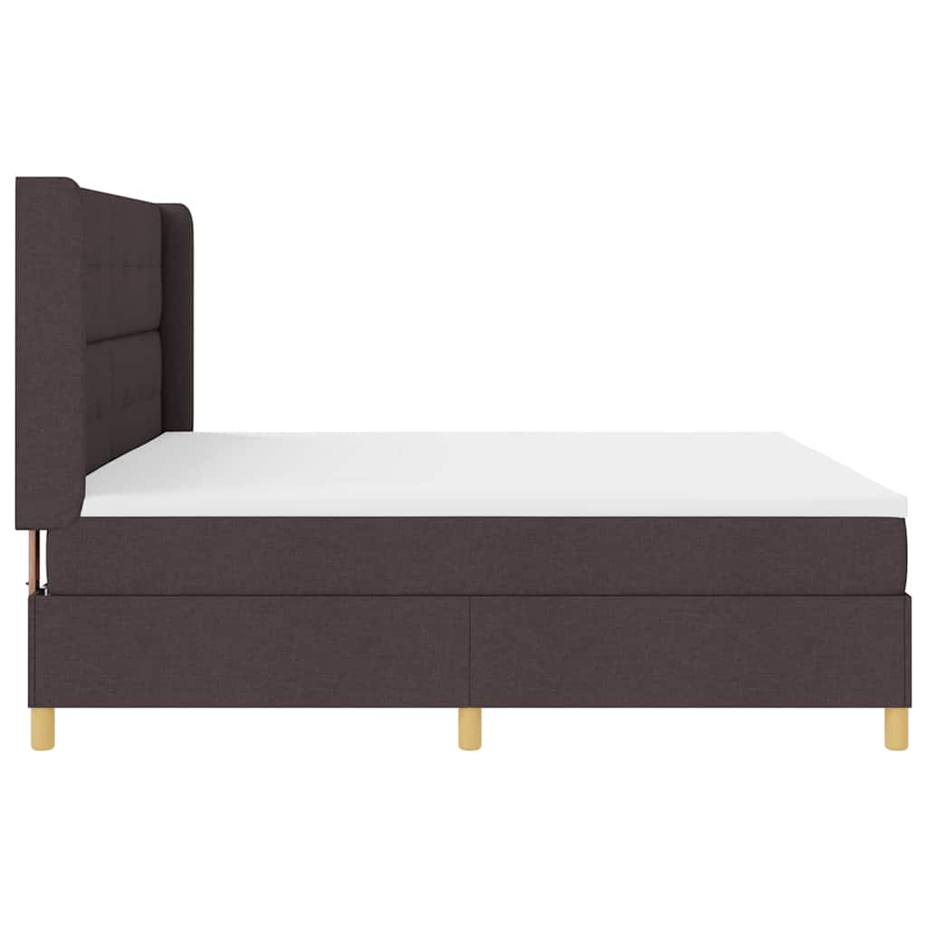 Lit à Ressorts avec matelas Marron foncé 200 x 200 cm tissu - XIOS