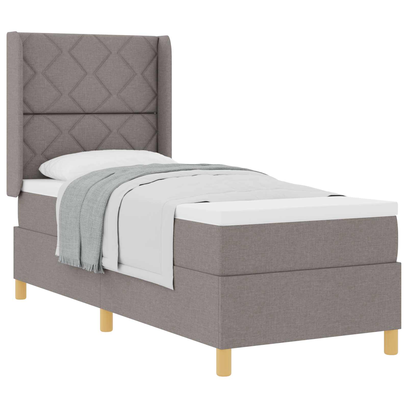 Lit à ressorts avec tête de lit Taupe 80 x 200 cm tissu
