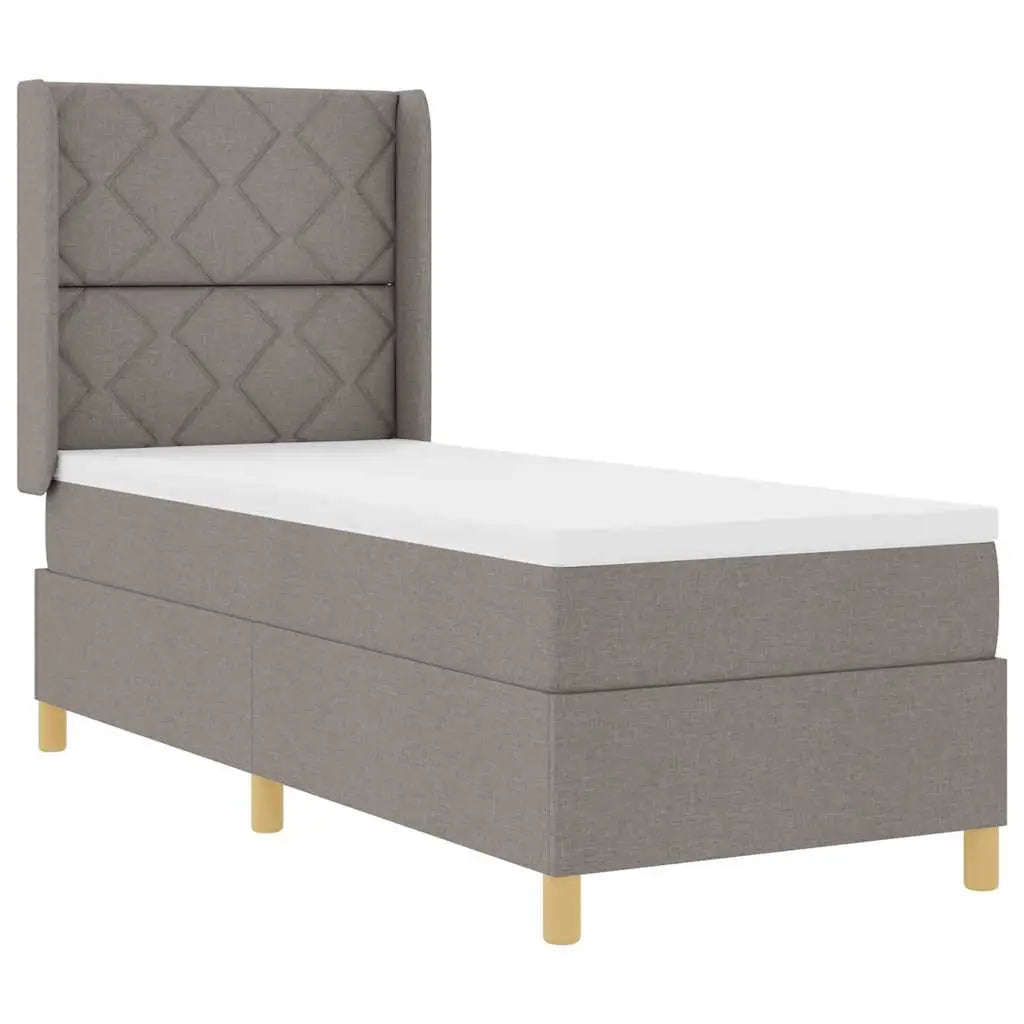 Lit à ressorts avec tête de lit Taupe 80 x 200 cm tissu - XIOS