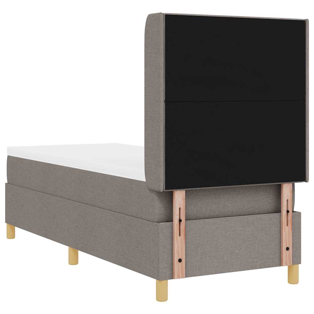 Lit à ressorts avec tête de lit Taupe 80 x 200 cm tissu