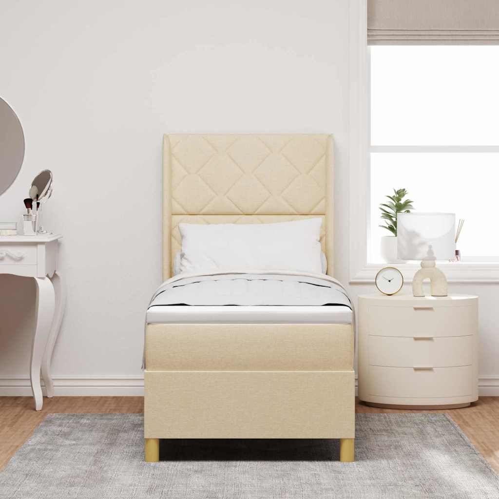 Lit à Ressorts avec matelas Crème 80 x 200 cm tissu - XIOS