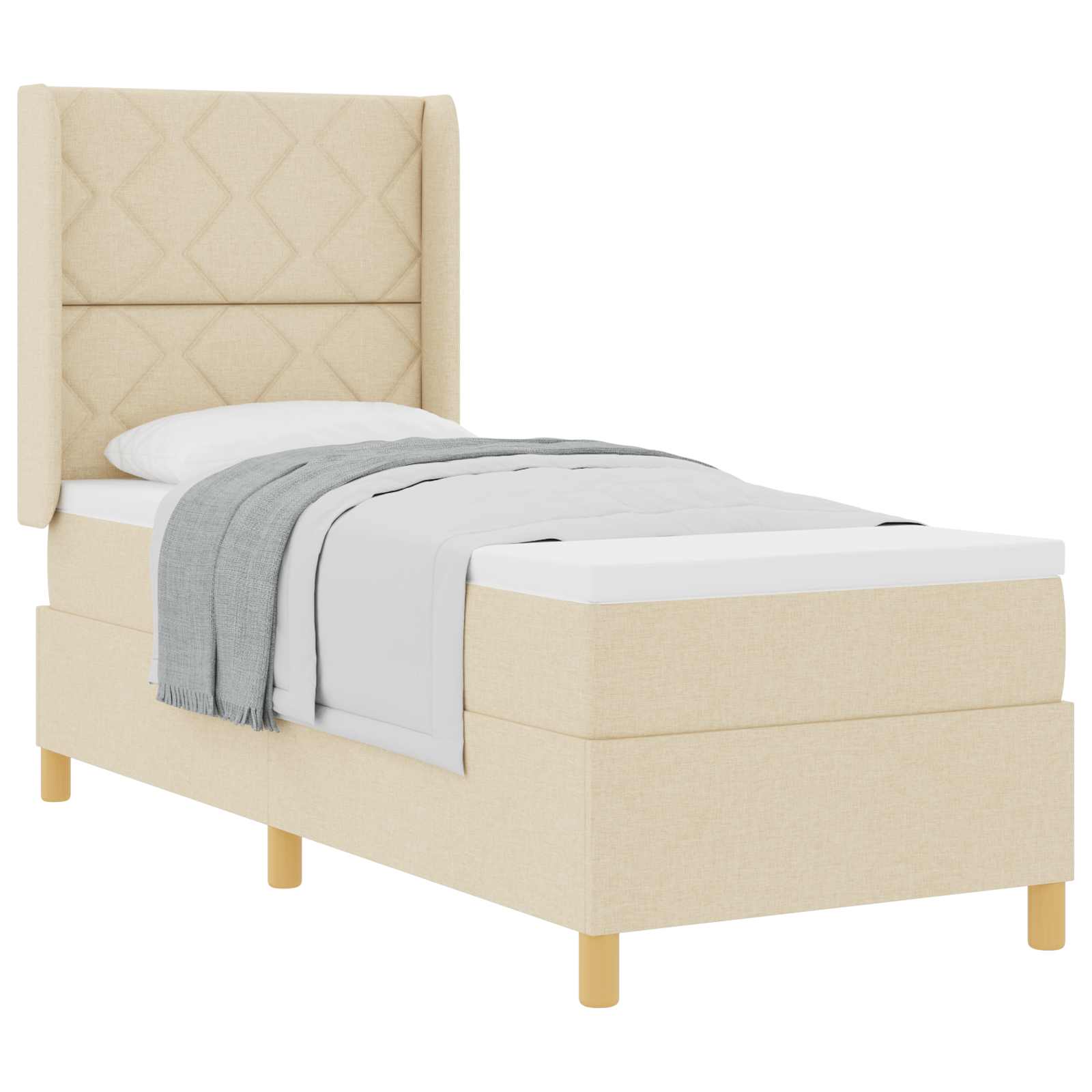 Lit à ressorts avec matelas Crème 80 x 200 cm tissu - XIOS