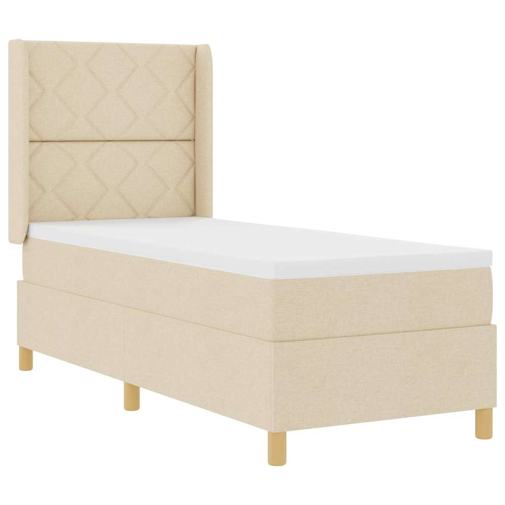 Lit à Ressorts avec matelas Crème 80 x 200 cm tissu - XIOS