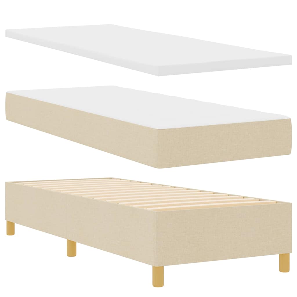 Lit à Ressorts avec matelas Crème 80 x 200 cm tissu - XIOS