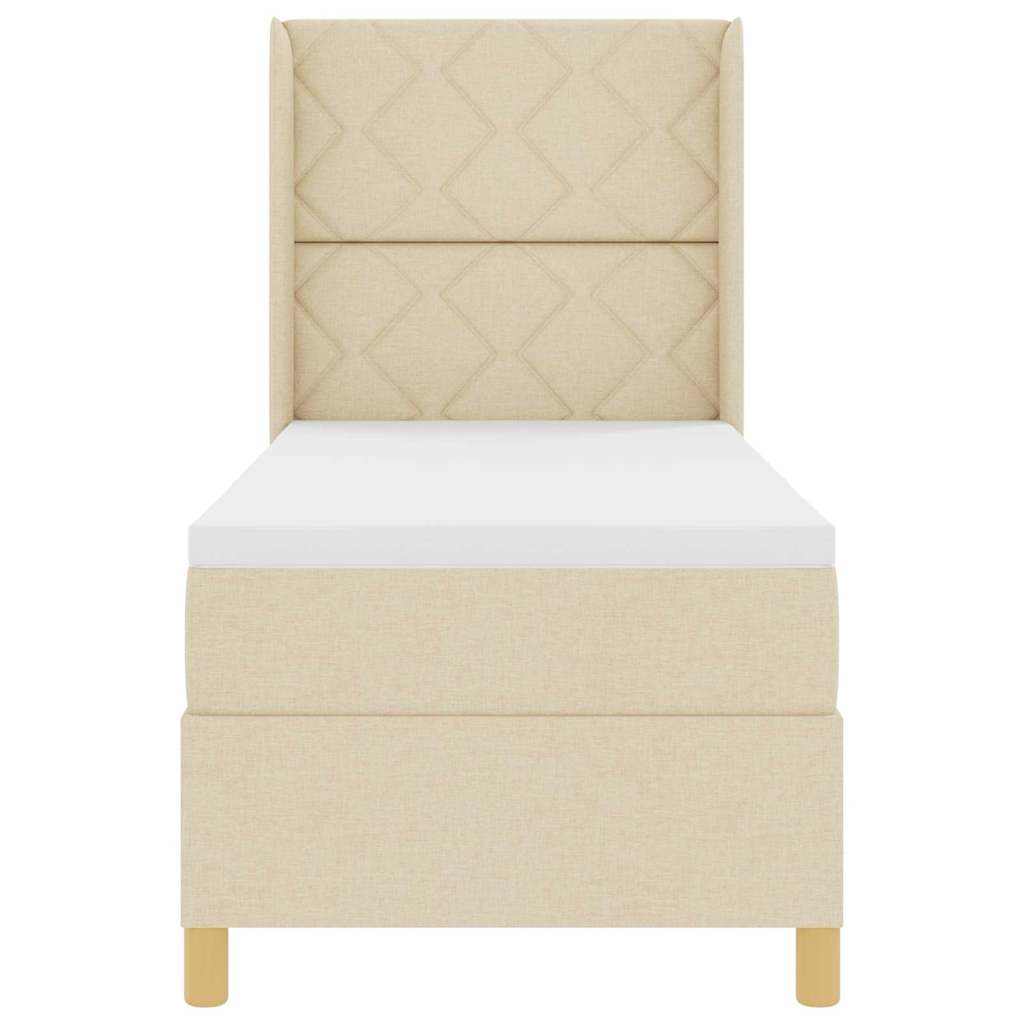 Lit à Ressorts avec matelas Crème 80 x 200 cm tissu - XIOS