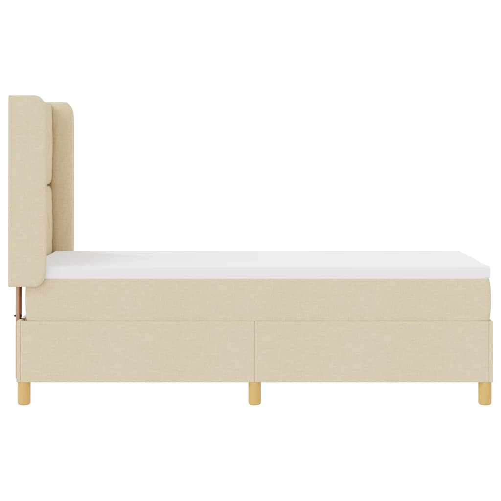 Lit à Ressorts avec matelas Crème 80 x 200 cm tissu - XIOS