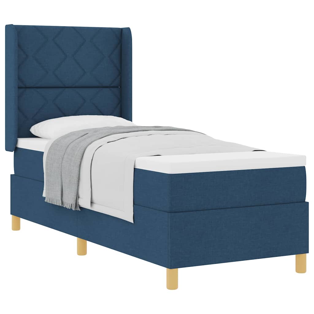Lit à Ressorts avec matelas Bleu 80 x 200 cm tissu - XIOS