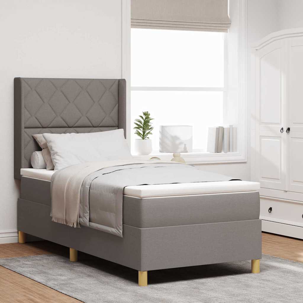 Lit à Ressorts avec matelas Taupe 90 x 190 cm tissu - XIOS