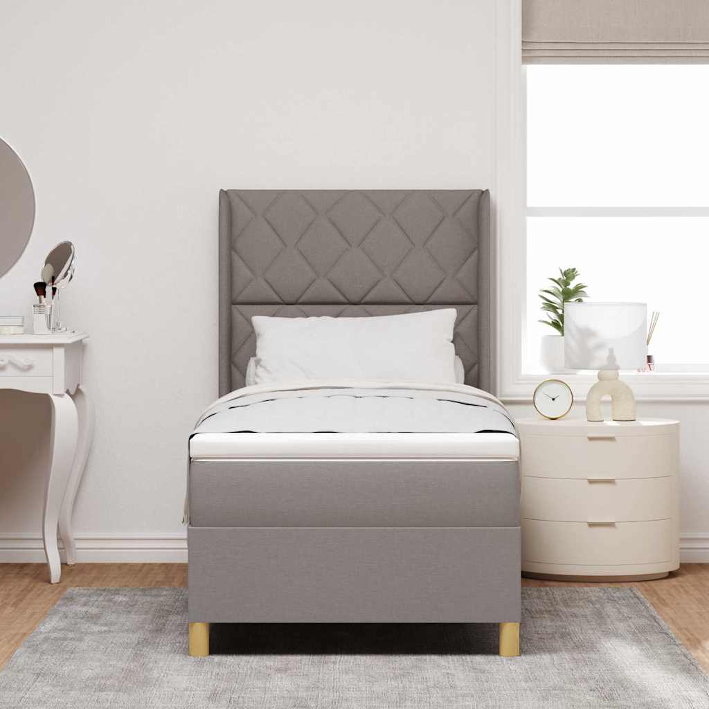 Lit à Ressorts avec matelas Taupe 90 x 190 cm tissu - XIOS