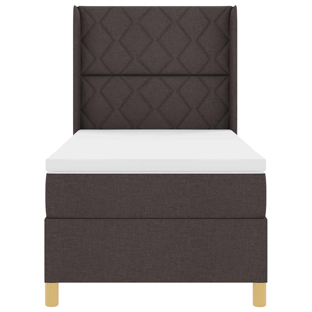 Lit à ressorts avec matelas Marron foncé 100 x 200 cm tissu - XIOS