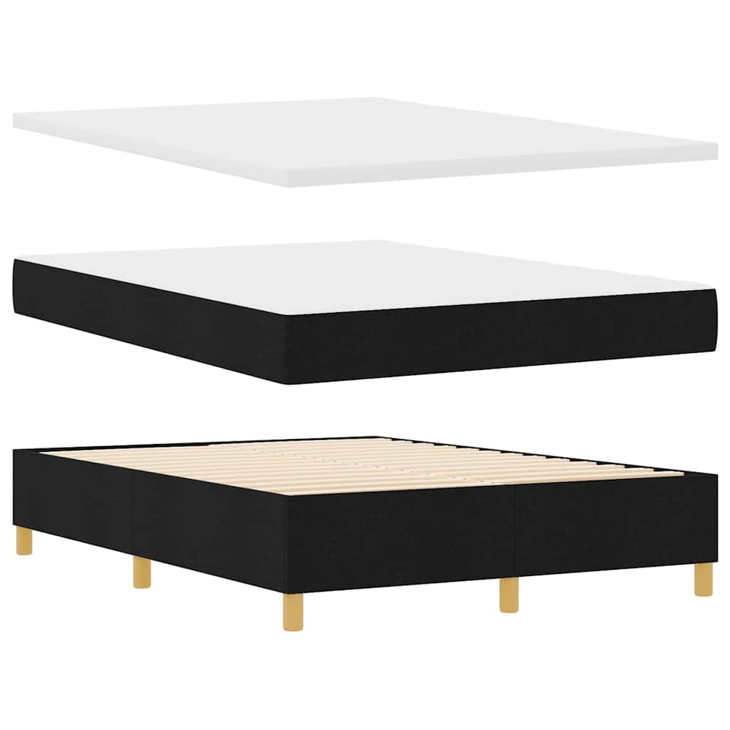 Lit à Ressorts avec matelas Noir 140 x 190 cm tissu - XIOS