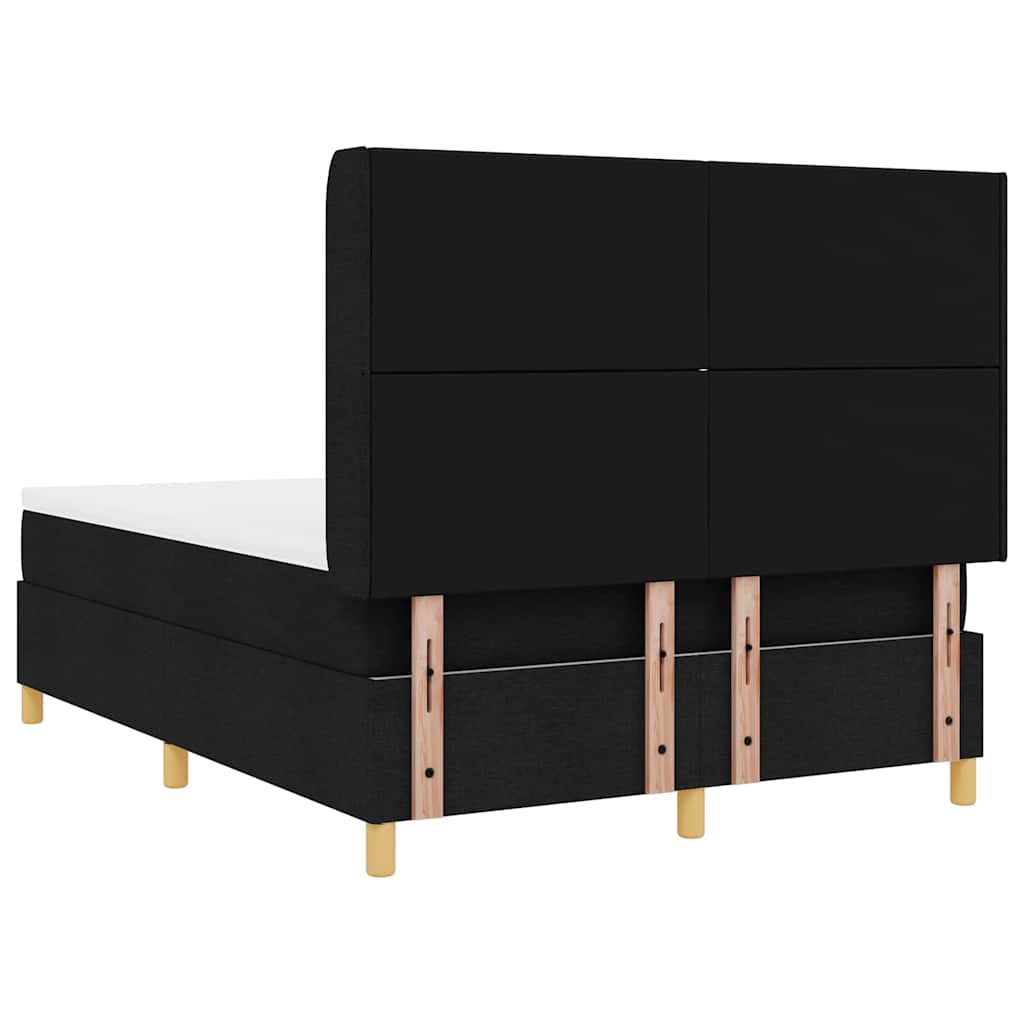 Lit à Ressorts avec matelas Noir 140 x 190 cm tissu - XIOS