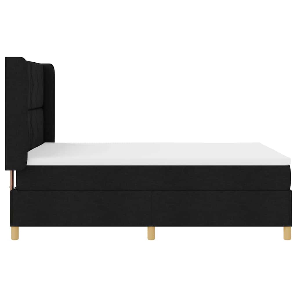 Lit à Ressorts avec matelas Noir 140 x 190 cm tissu - XIOS