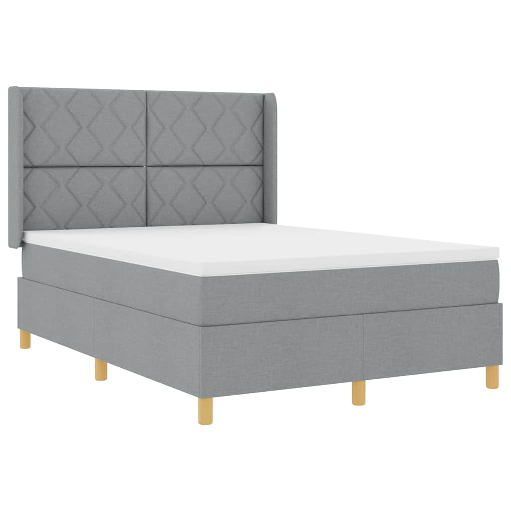 Lit à Ressorts avec matelas Gris clair 160 x 200 cm tissu