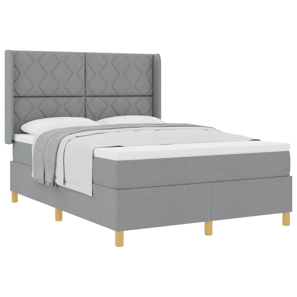 Lit à Ressorts avec matelas Gris clair 160 x 200 cm tissu