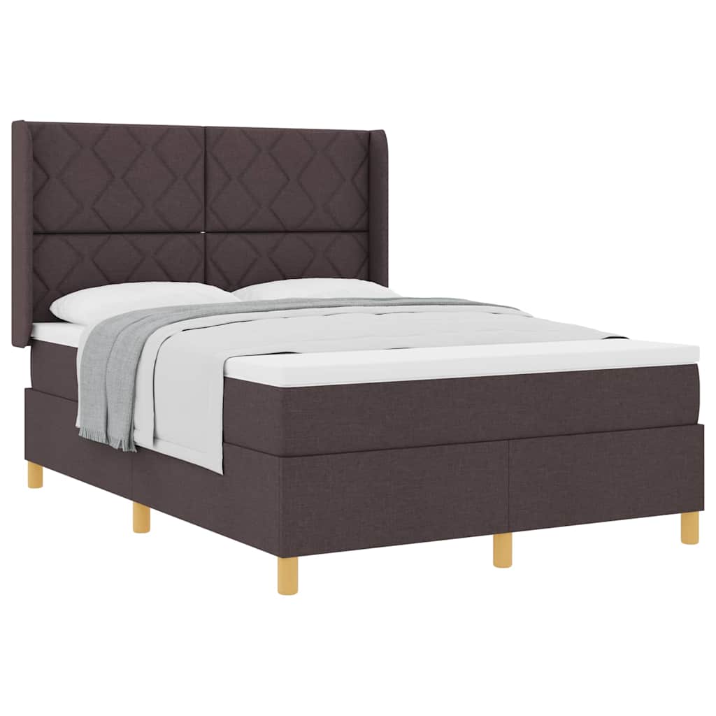 Lit à Ressorts avec matelas Marron foncé 160 x 200 cm tissu - XIOS