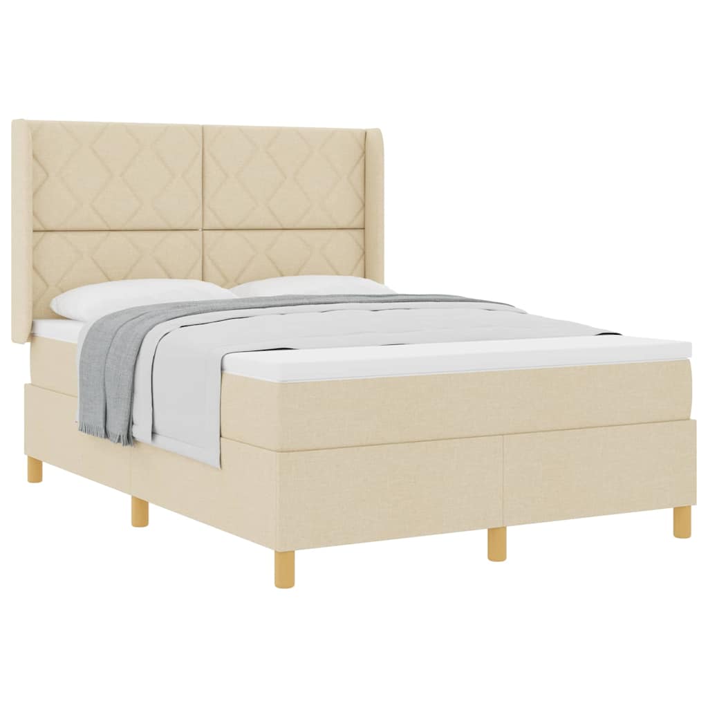 Lit à Ressorts avec matelas Crème 160 x 200 cm tissu - XIOS