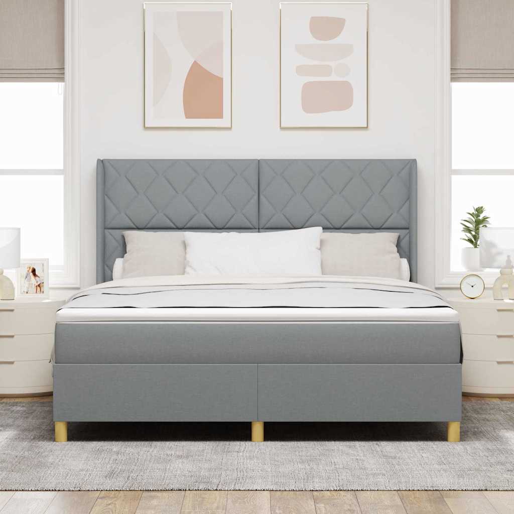 Lit à Ressorts avec matelas Gris clair 180 x 200 cm tissu - XIOS