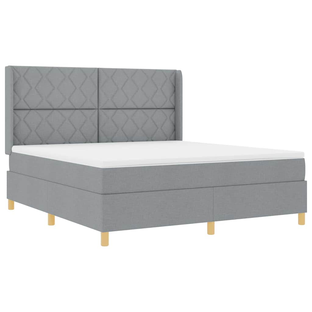 Lit à Ressorts avec matelas Gris clair 180 x 200 cm tissu