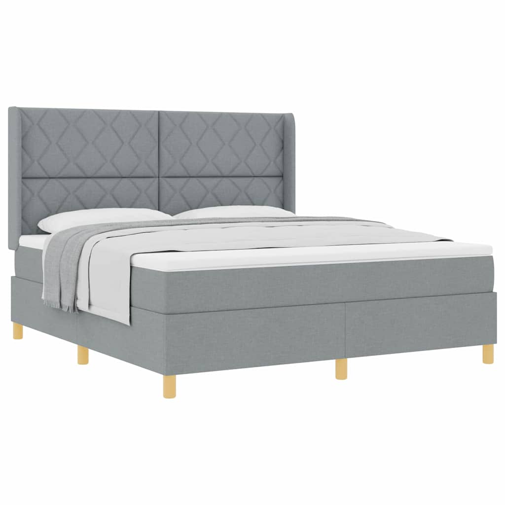 Lit à Ressorts avec matelas Gris clair 180 x 200 cm tissu - XIOS