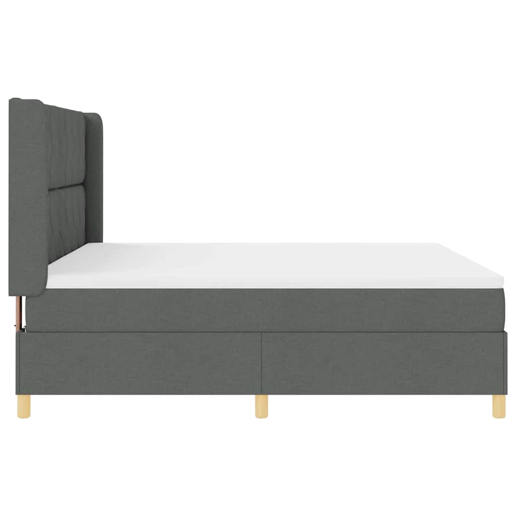 Lit à Ressorts avec matelas Gris foncé 180 x 200 cm tissu