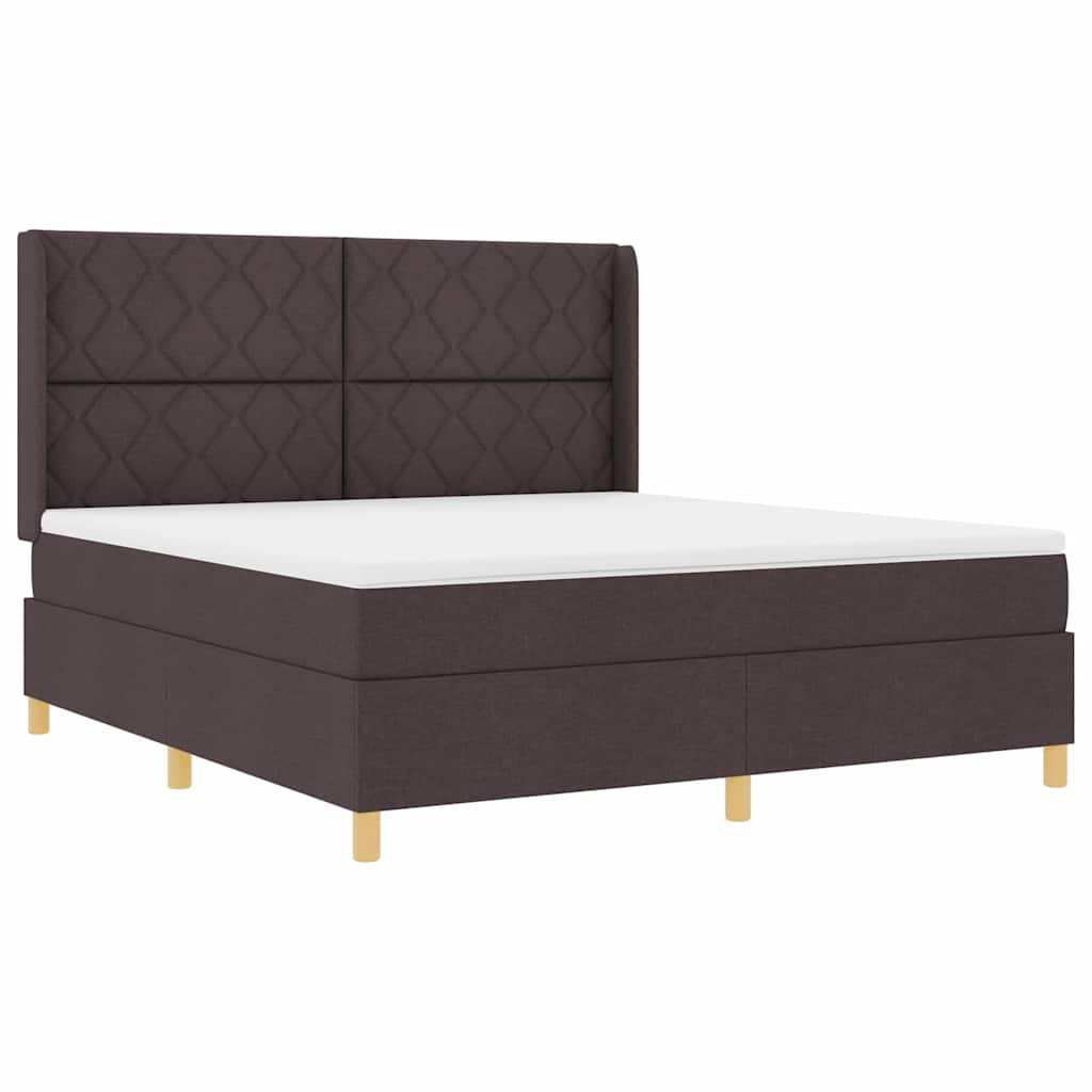 Lit à Ressorts avec matelas Marron foncé 180 x 200 cm tissu