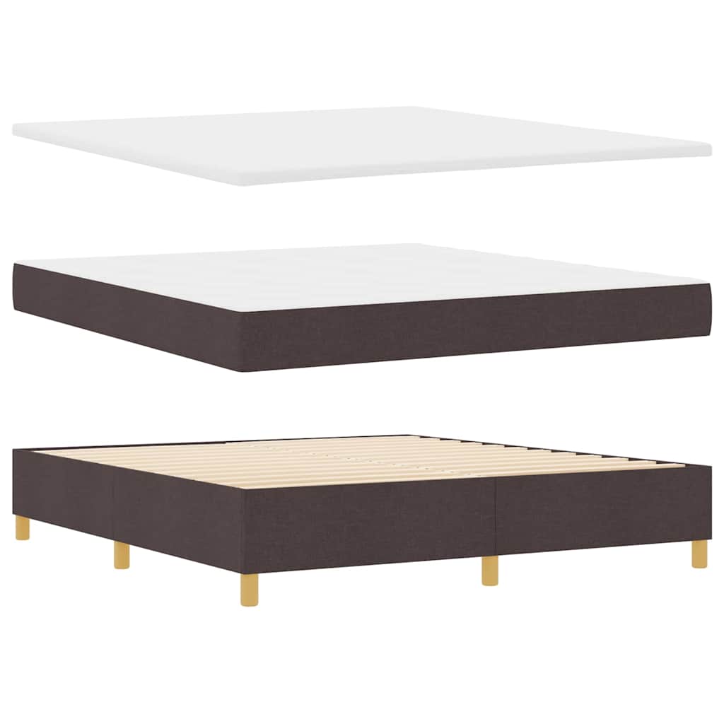 Lit à Ressorts avec matelas Marron foncé 180 x 200 cm tissu