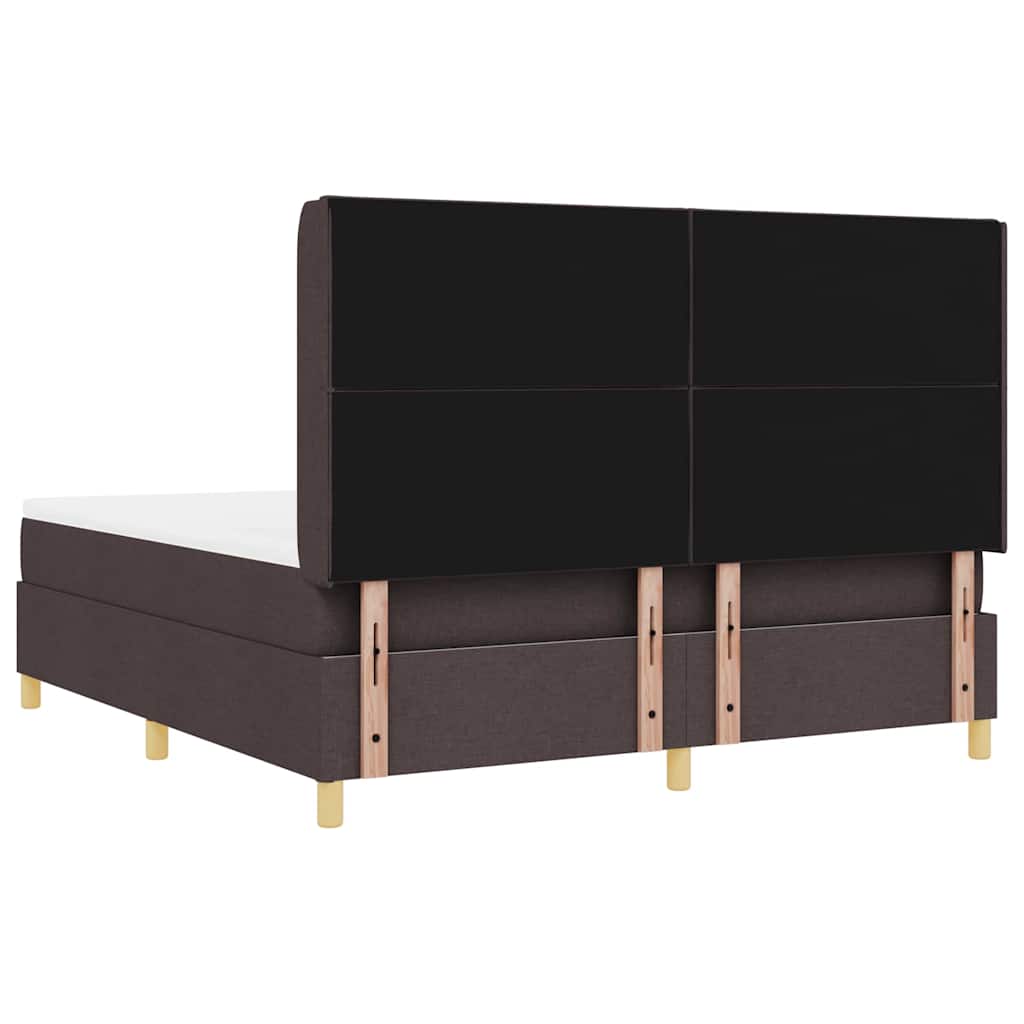 Lit à Ressorts avec matelas Marron foncé 180 x 200 cm tissu