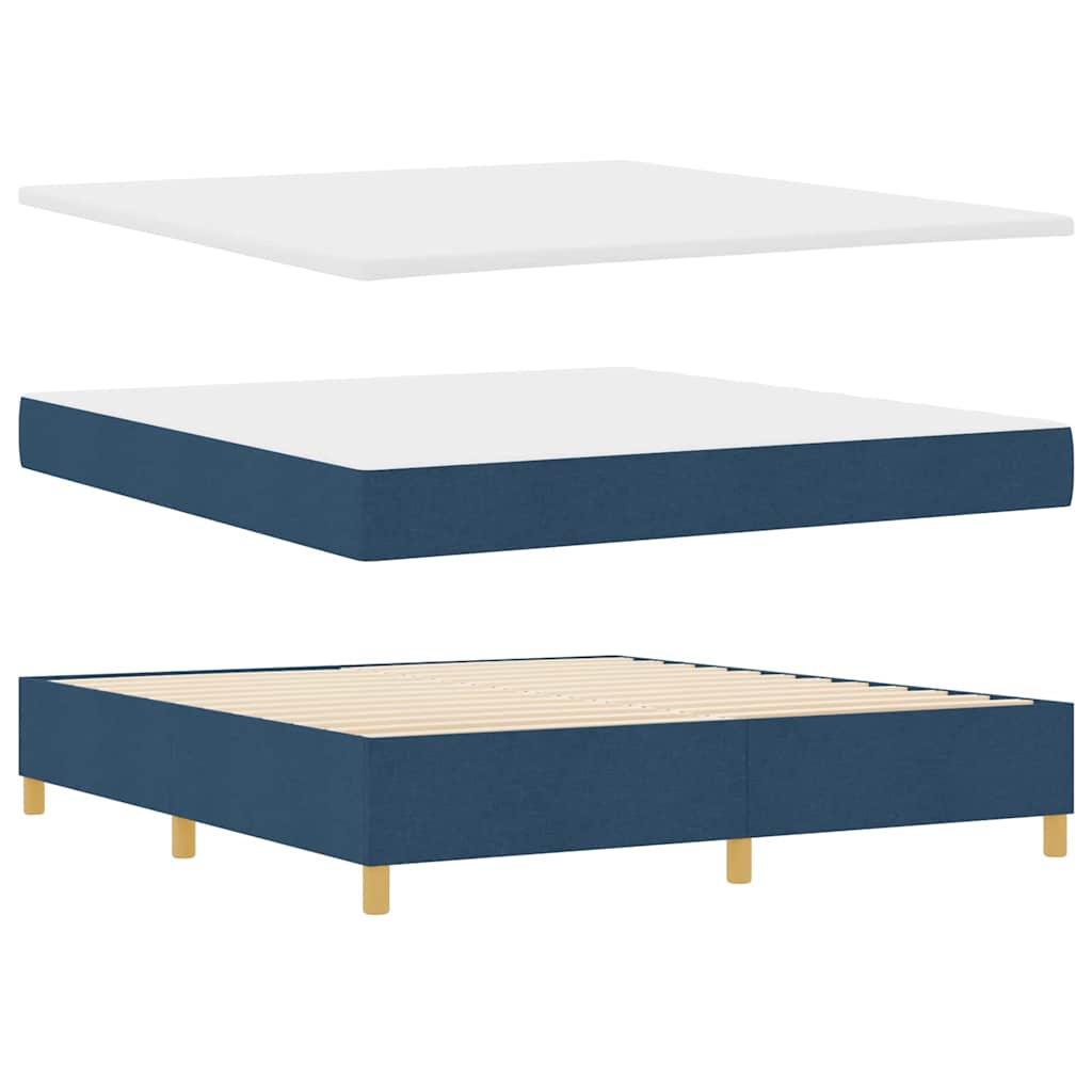 Lit à Ressorts avec matelas Bleu 180 x 200 cm tissu