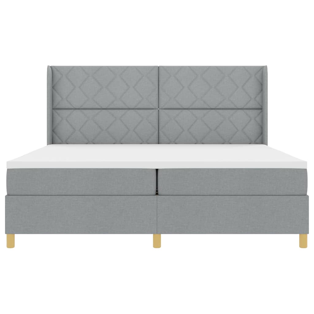 Lit à Ressorts avec matelas Gris clair 200 x 200 cm tissu - XIOS