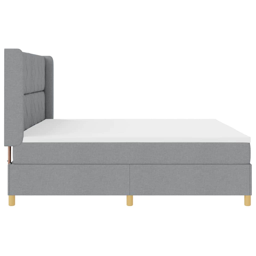 Lit à Ressorts avec matelas Gris clair 200 x 200 cm tissu - XIOS