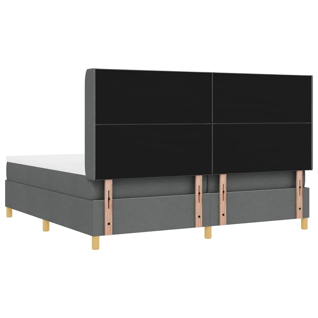 Lit à Ressorts avec matelas Gris foncé 200 x 200 cm tissu - XIOS