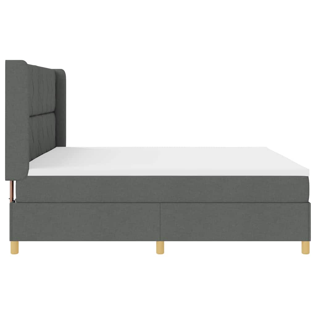 Lit à Ressorts avec matelas Gris foncé 200 x 200 cm tissu - XIOS