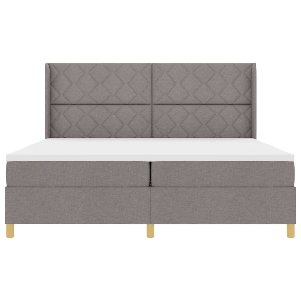 Lit à Ressorts avec matelas Taupe 200 x 200 cm tissu