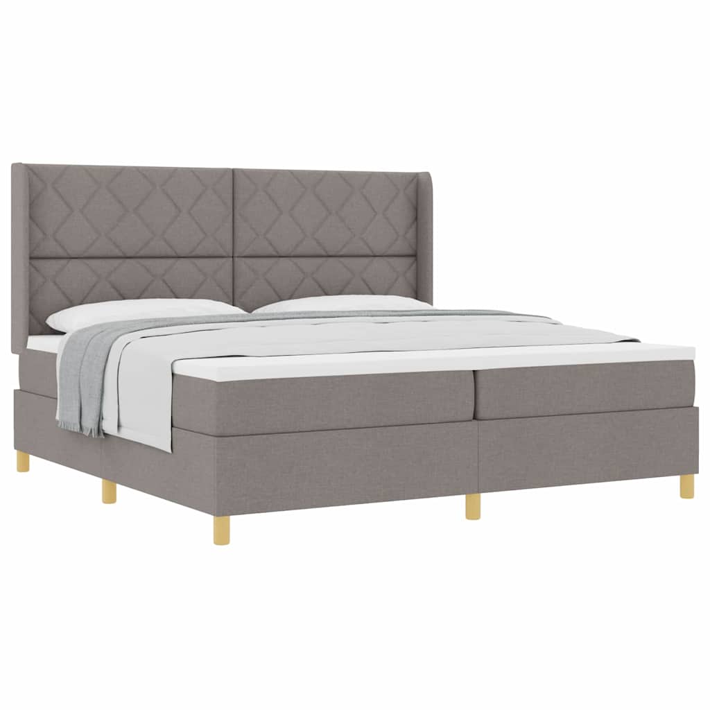 Lit à Ressorts avec matelas Taupe 200 x 200 cm tissu
