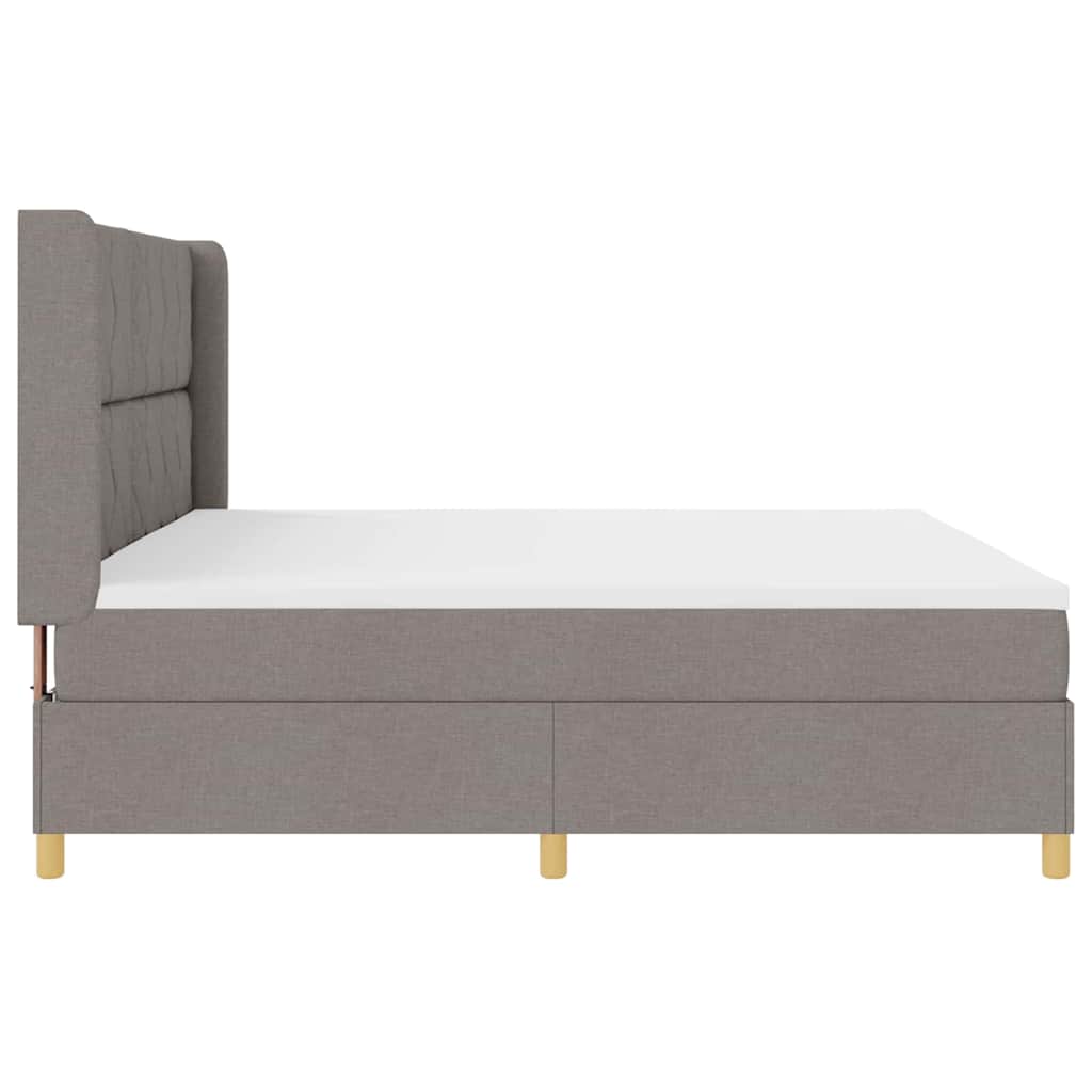 Lit à Ressorts avec matelas Taupe 200 x 200 cm tissu